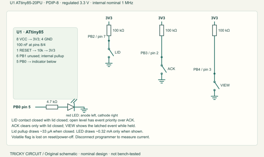 ATtiny85 Mailbox Flag: Remember an Opening, Then Sleep