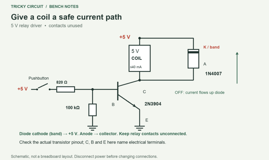 Flyback Diode Direction: Build a Protected 5 V Relay Driver