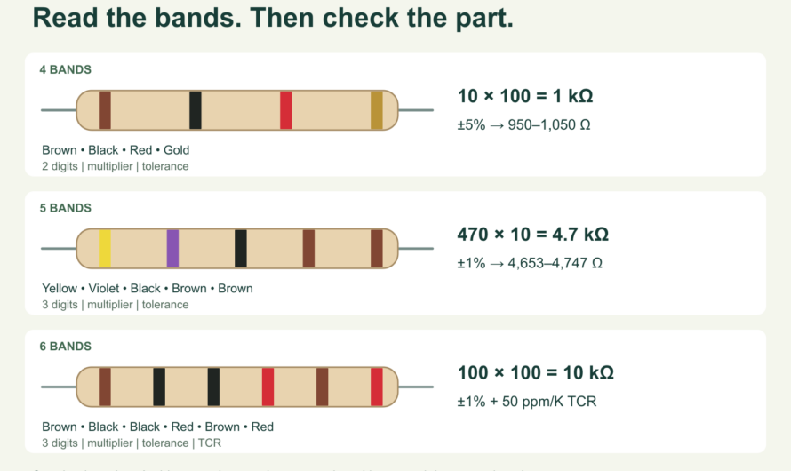 Read Resistor Colour Bands: 4, 5 and 6 Bands Explained