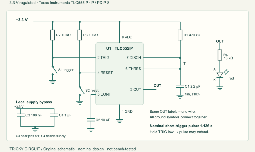 TLC555 at 3.3 V: Why Holding the Button Stretches the Pulse