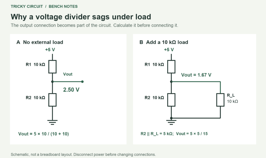 Why a Voltage Divider Drops Under Load: A 5 V Experiment